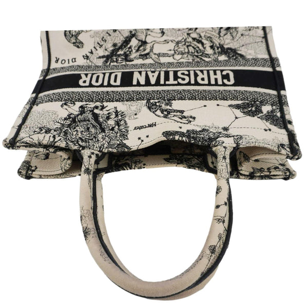 CHRISTIAN DIOR Book Zodiac Embroidery Canvas Tote Bag Latte