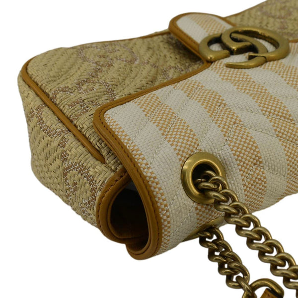 GUCCI GG Marmont Small Raffia Shoulder Bag Natural Beige 443497