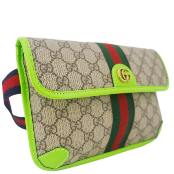 GUCCI Ophidia GG Supreme Canvas Web Belt Bag Neon Green 752597