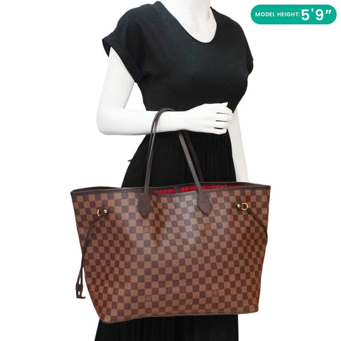 LOUIS VUITTON Neverfull GM Damier Ebene Tote Bag Brown