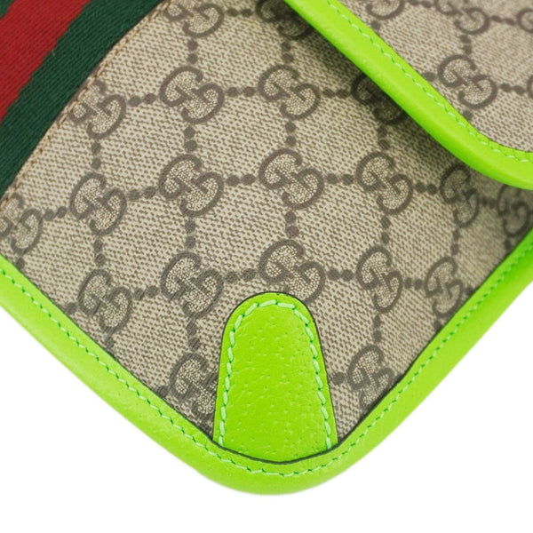 GUCCI Ophidia GG Supreme Canvas Web Belt Bag Neon Green 752597