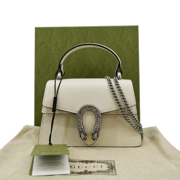 GUCCI Dionysus Mini Leather Top Handle Shoulder Bag Off White 752029
