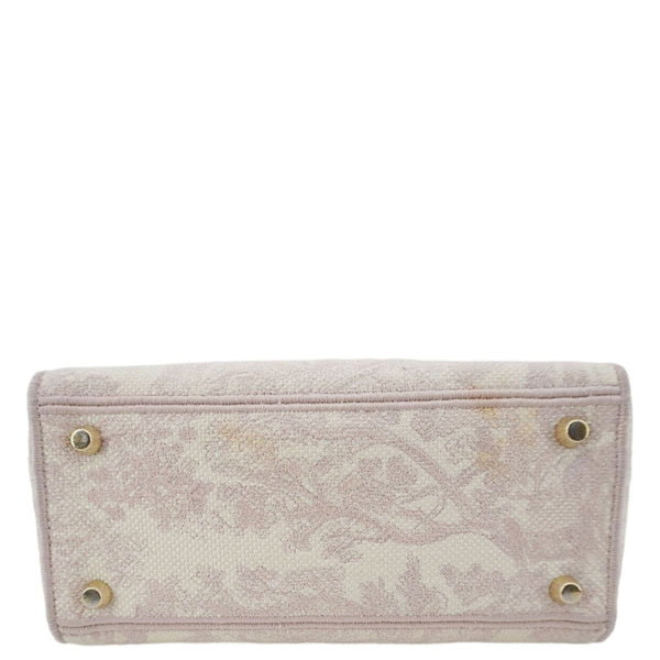 CHRISTIAN DIOR Lady Dior D-Lite Embroidered Canvas Shoulder Bag Beige