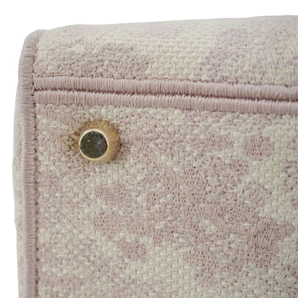 CHRISTIAN DIOR Lady Dior D-Lite Embroidered Canvas Shoulder Bag Beige