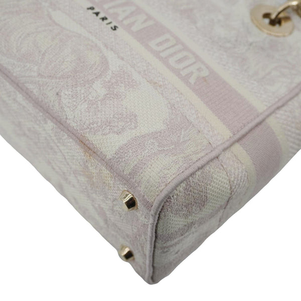 CHRISTIAN DIOR Lady Dior D-Lite Embroidered Canvas Shoulder Bag Beige