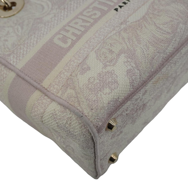 CHRISTIAN DIOR Lady Dior D-Lite Embroidered Canvas Shoulder Bag Beige