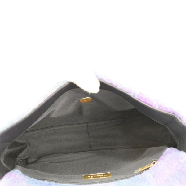 CHANEL 19 Flap Large Quilted Mixed Tweed Shoulder Bag Purple