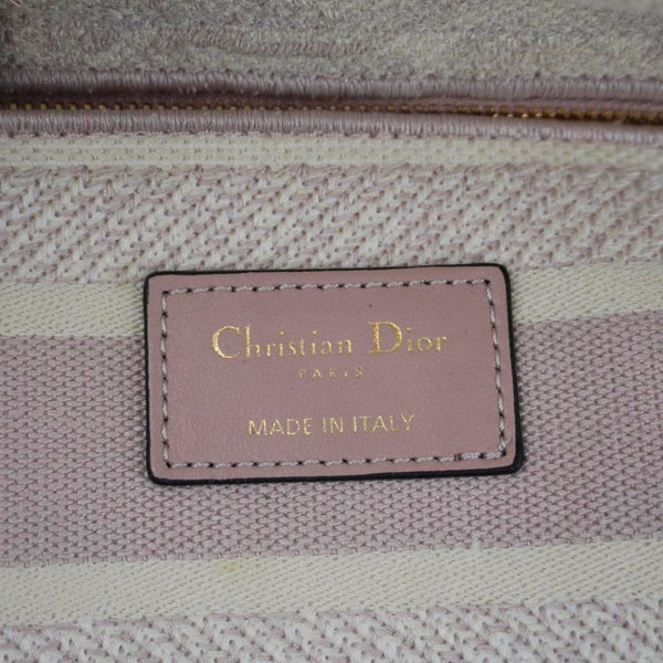 CHRISTIAN DIOR Lady Dior D-Lite Embroidered Canvas Shoulder Bag Beige