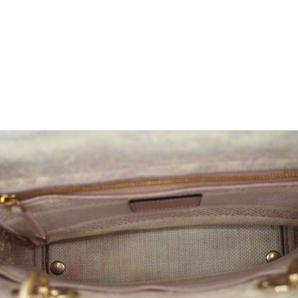 CHRISTIAN DIOR Lady Dior D-Lite Embroidered Canvas Shoulder Bag Beige
