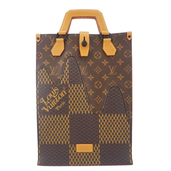 LOUIS VUITTON X NIGO Giant Damier Ebene Monogram Tote Shoulder Bag Brown