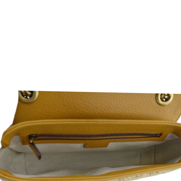GUCCI GG Marmont Small Raffia Shoulder Bag Natural Beige 443497