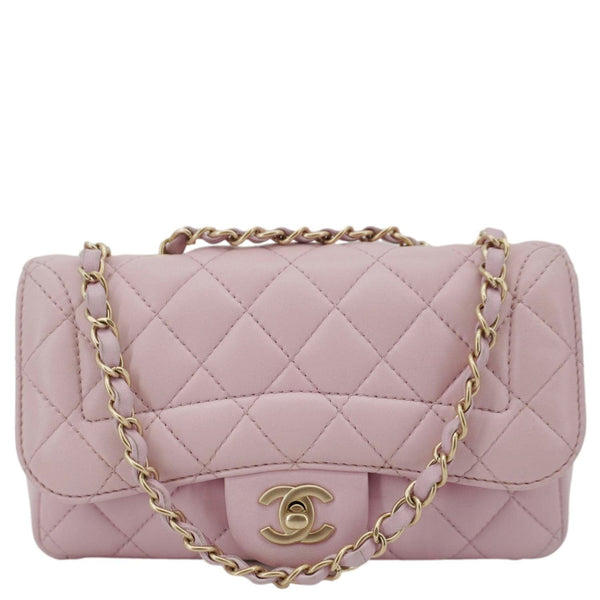CHANEL Mademoiselle Chic Flap Quilted Lambskin Leather Crossbody Bag Pink