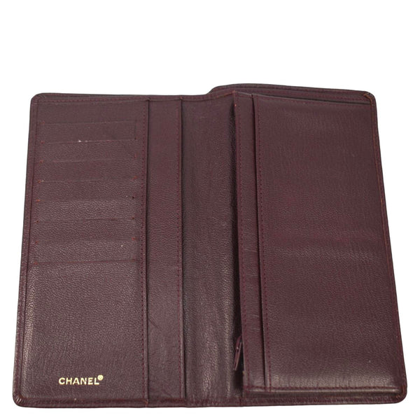 CHANEL Vintage L-Yen Leather Wallet Burgundy