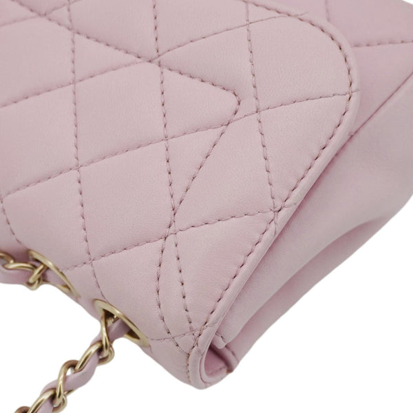CHANEL Mademoiselle Chic Flap Quilted Lambskin Leather Crossbody Bag Pink