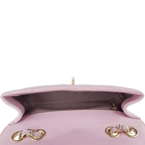 CHANEL Mademoiselle Chic Flap Quilted Lambskin Leather Crossbody Bag Pink