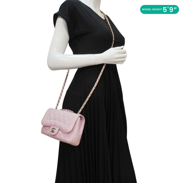 CHANEL Mademoiselle Chic Flap Quilted Lambskin Leather Crossbody Bag Pink