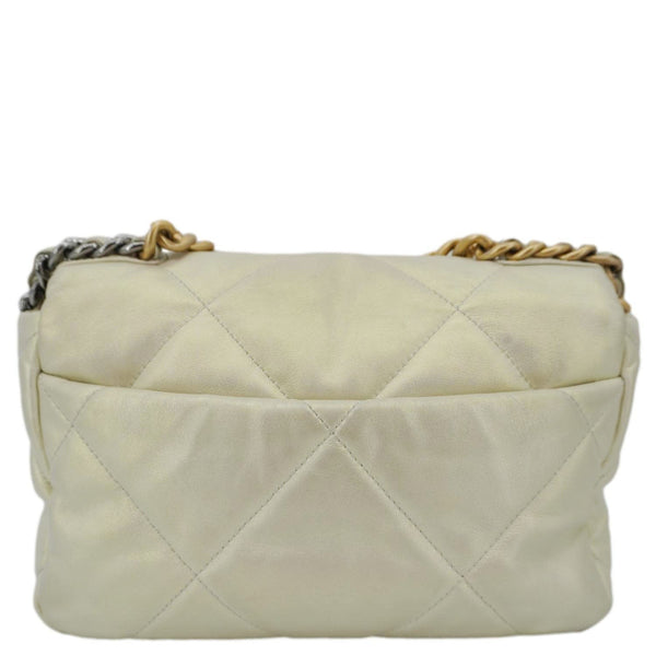 CHANEL Iridescent 19 Flap Calfskin Quilted Leather Shoulder Bag Metallic Gold