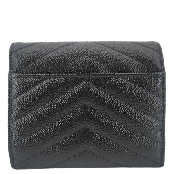YVES SAINT LAURENT Monogram Envelope Small Grain de Poudre Leather Wallet Black