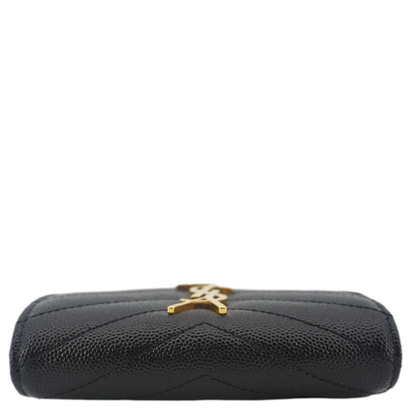 YVES SAINT LAURENT Monogram Envelope Small Grain de Poudre Leather Wallet Black