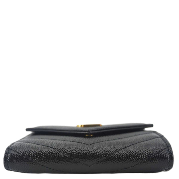 YVES SAINT LAURENT Monogram Envelope Small Grain de Poudre Leather Wallet Black