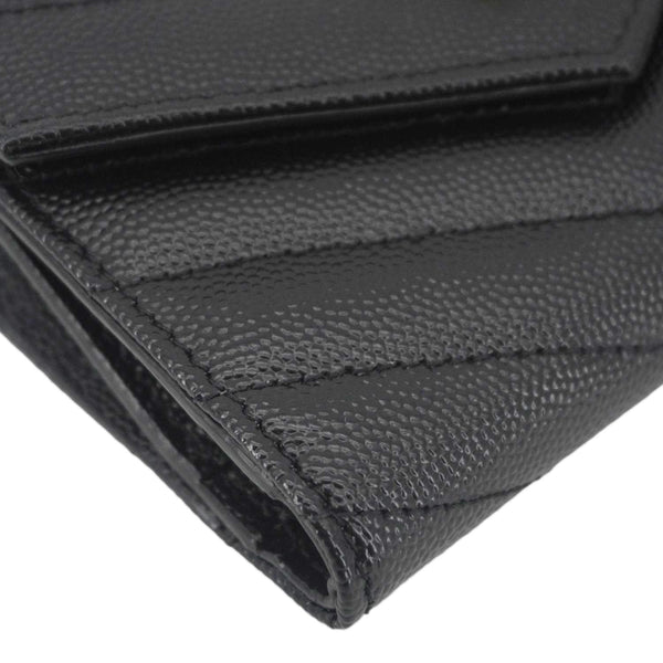 YVES SAINT LAURENT Monogram Envelope Small Grain de Poudre Leather Wallet Black
