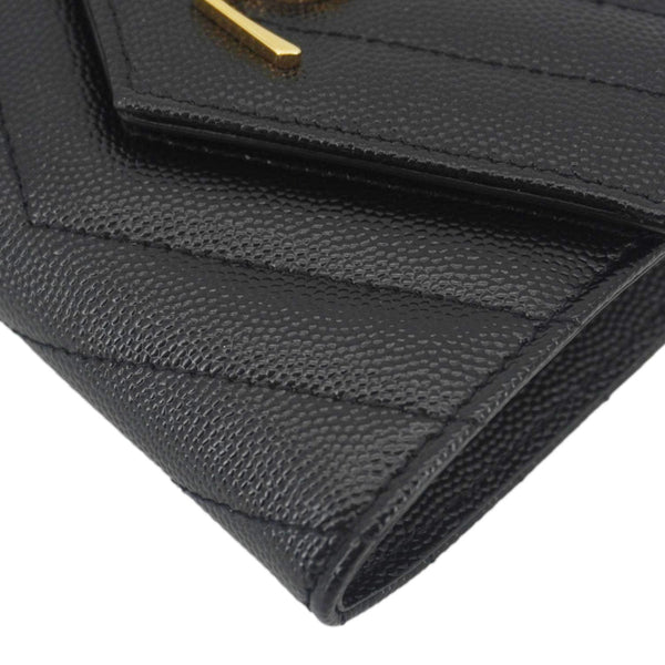 YVES SAINT LAURENT Monogram Envelope Small Grain de Poudre Leather Wallet Black