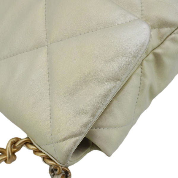 CHANEL Iridescent 19 Flap Calfskin Quilted Leather Shoulder Bag Metallic Gold