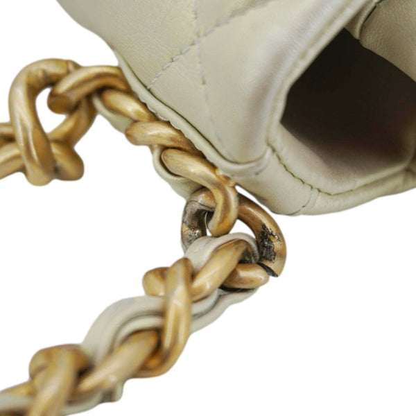 CHANEL Iridescent 19 Flap Calfskin Quilted Leather Shoulder Bag Metallic Gold