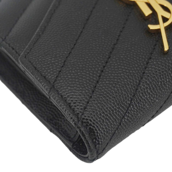YVES SAINT LAURENT Monogram Envelope Small Grain de Poudre Leather Wallet Black