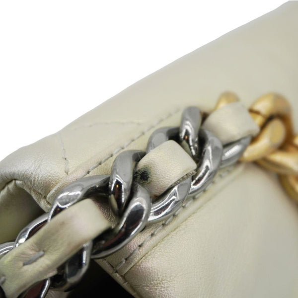 CHANEL Iridescent 19 Flap Calfskin Quilted Leather Shoulder Bag Metallic Gold