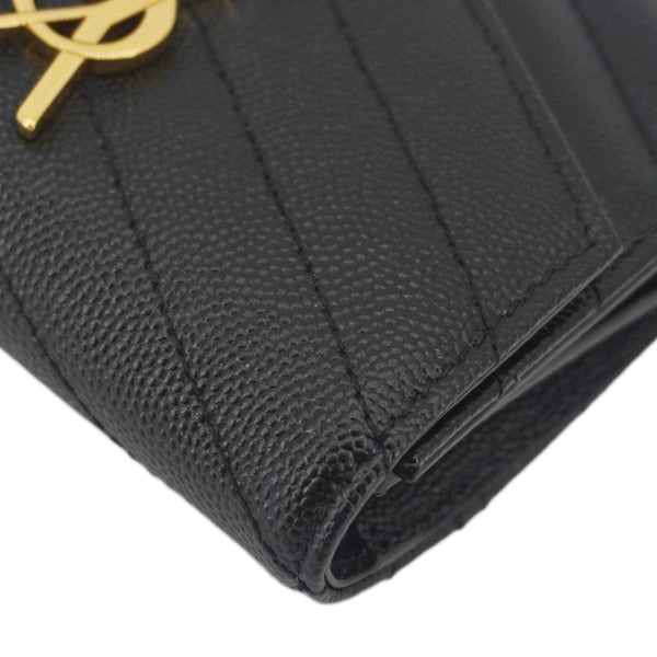 YVES SAINT LAURENT Monogram Envelope Small Grain de Poudre Leather Wallet Black