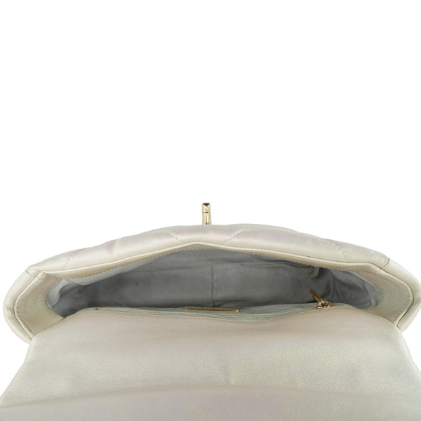 CHANEL Iridescent 19 Flap Calfskin Quilted Leather Shoulder Bag Metallic Gold