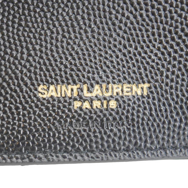 YVES SAINT LAURENT Monogram Envelope Small Grain de Poudre Leather Wallet Black
