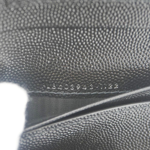 YVES SAINT LAURENT Monogram Envelope Small Grain de Poudre Leather Wallet Black