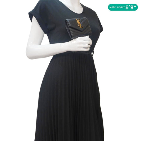 YVES SAINT LAURENT Monogram Envelope Small Grain de Poudre Leather Wallet Black