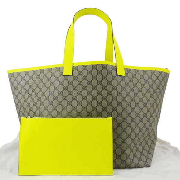 GUCCI Ophidia Medium GG Supreme Canvas Tote Bag Neon Yellow 786899