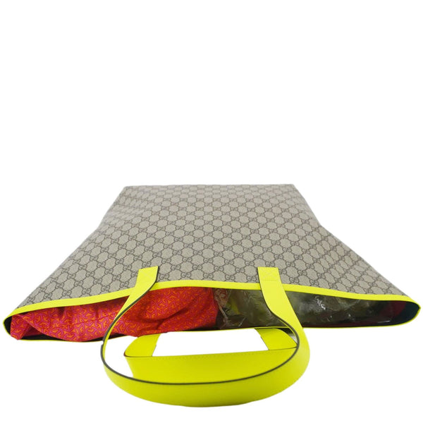 GUCCI Ophidia Medium GG Supreme Canvas Tote Bag Neon Yellow 786899