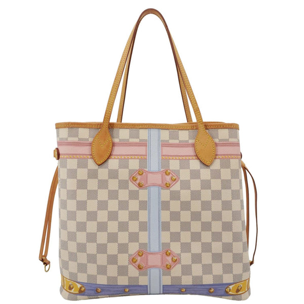LOUIS VUITTON Neverfull Summer Trunk Damier Azur Shoulder Bag White