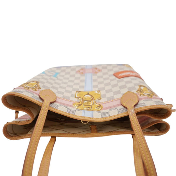 LOUIS VUITTON Neverfull Summer Trunk Damier Azur Shoulder Bag White