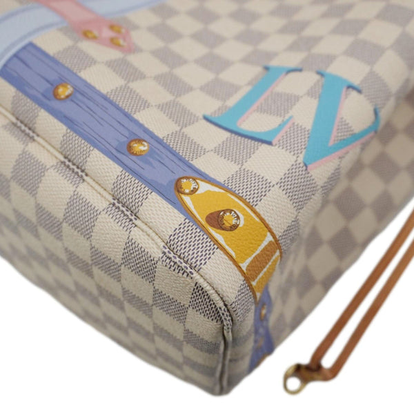 LOUIS VUITTON Neverfull Summer Trunk Damier Azur Shoulder Bag White