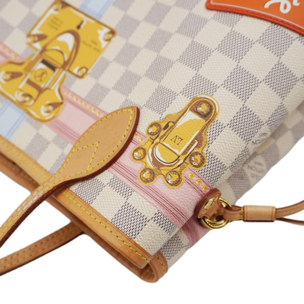 LOUIS VUITTON Neverfull Summer Trunk Damier Azur Shoulder Bag White