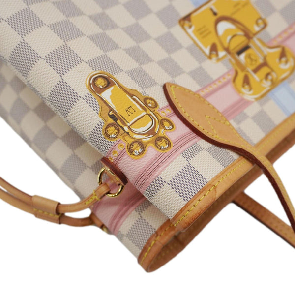 LOUIS VUITTON Neverfull Summer Trunk Damier Azur Shoulder Bag White