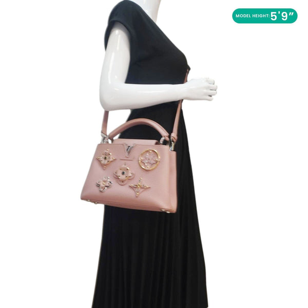 LOUIS VUITTON Capucines BB Mechanical Flowers Taurillon Leather Crossbody Bag Pink
