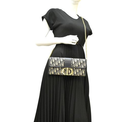 CHRISTIAN DIOR 30 Montaigne Oblique Jacquard Crossbody Clutch Blue