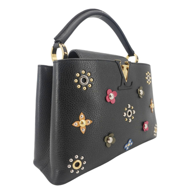 LOUIS VUITTON Capucines PM Mechanical Flower Taurillon Leather Shoulder Bag Black