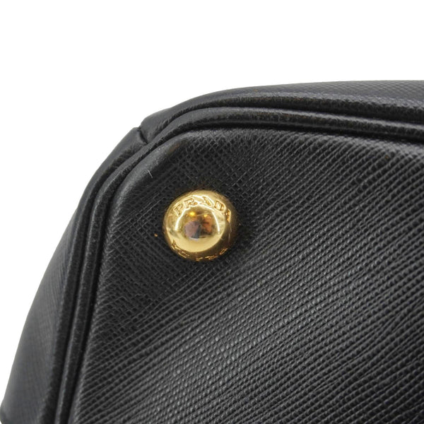 PRADA Galleria Double Zip Saffiano Leather Top Handle Tote Bag Black