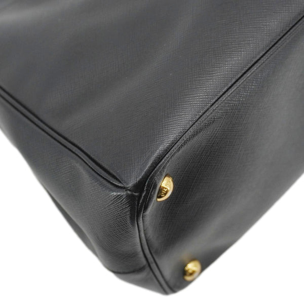 PRADA Galleria Double Zip Saffiano Leather Top Handle Tote Bag Black