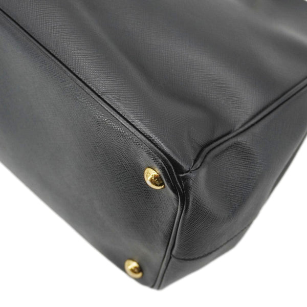PRADA Galleria Double Zip Saffiano Leather Top Handle Tote Bag Black