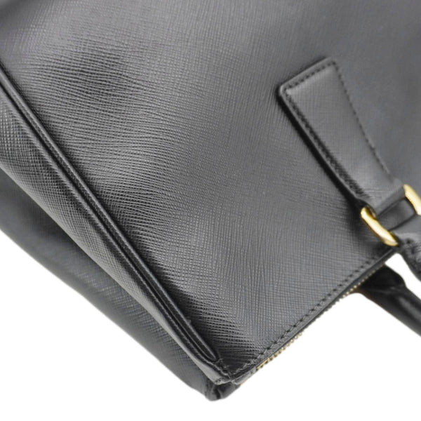 PRADA Galleria Double Zip Saffiano Leather Top Handle Tote Bag Black