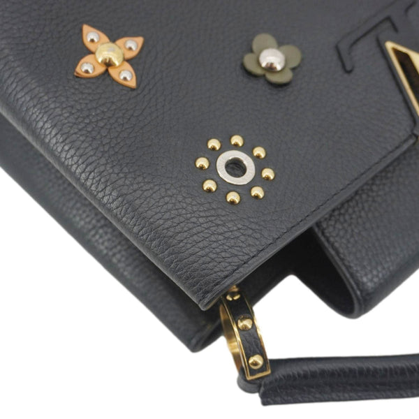 LOUIS VUITTON Capucines PM Mechanical Flower Taurillon Leather Shoulder Bag Black